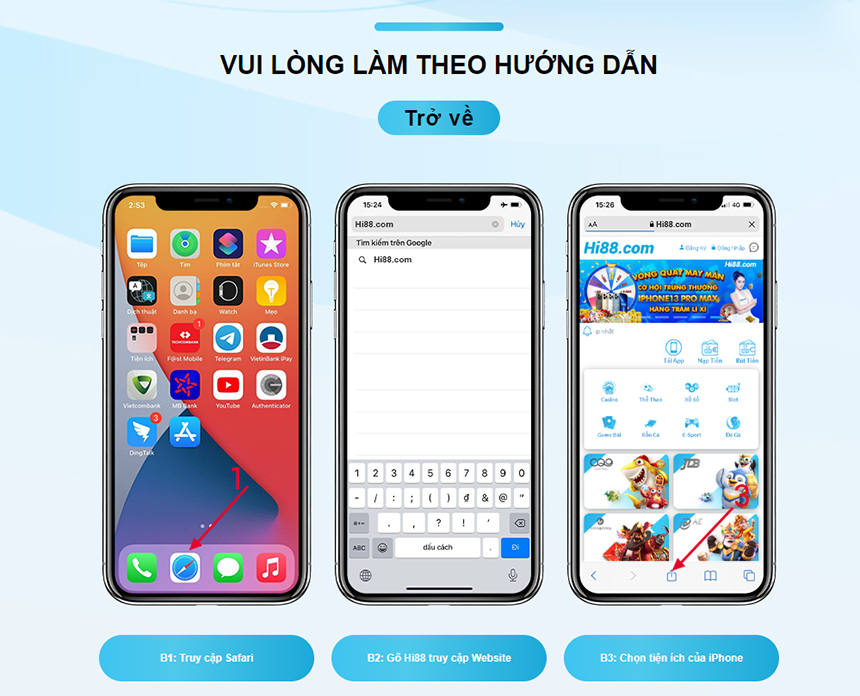 Các bước để tải app Hi88