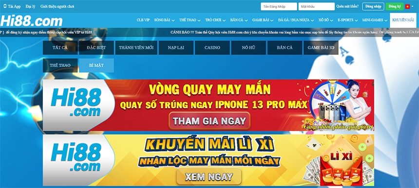 Nhà cái Hi88 đa dạng khuyễn mãi cực khủng